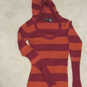 It's Our Time Hooded sweater Small Two tone Maroon stripe